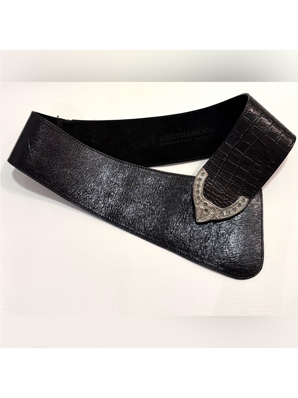 Leatherock Women’s Belt Black Patent Leather Hip Belt #9605